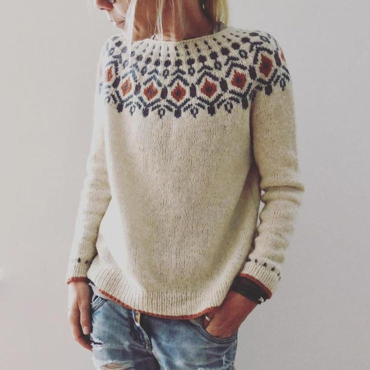 Ewelina | Sweter damski zimowy z geometrycznym wzorem