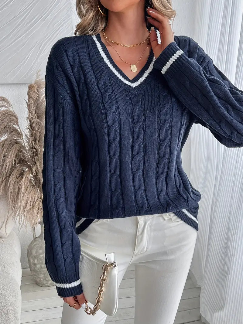 Joanna | Sweter damski z dekoltem w serek