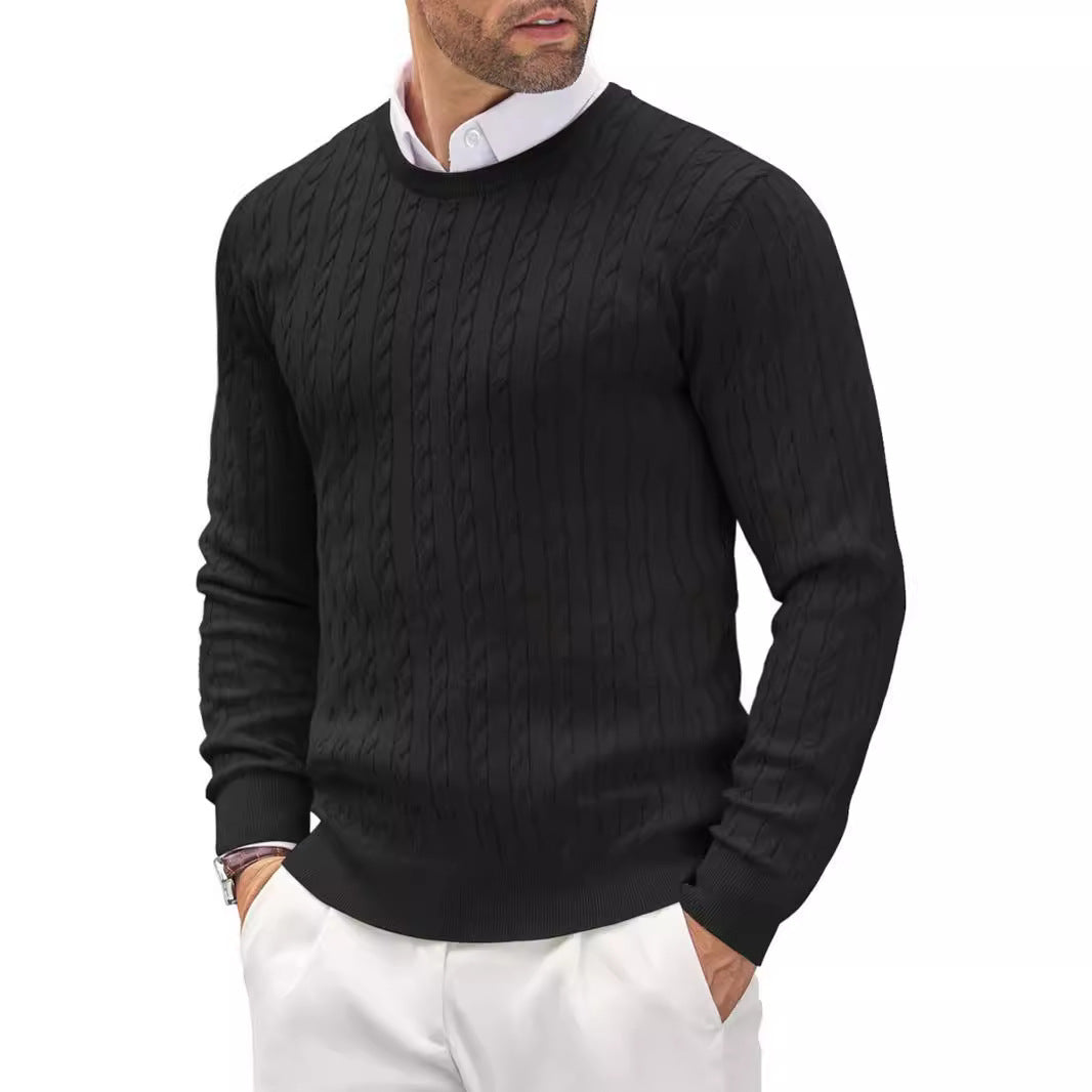 Krzysztof | Sweter męski slim fit z okrągłym dekoltem