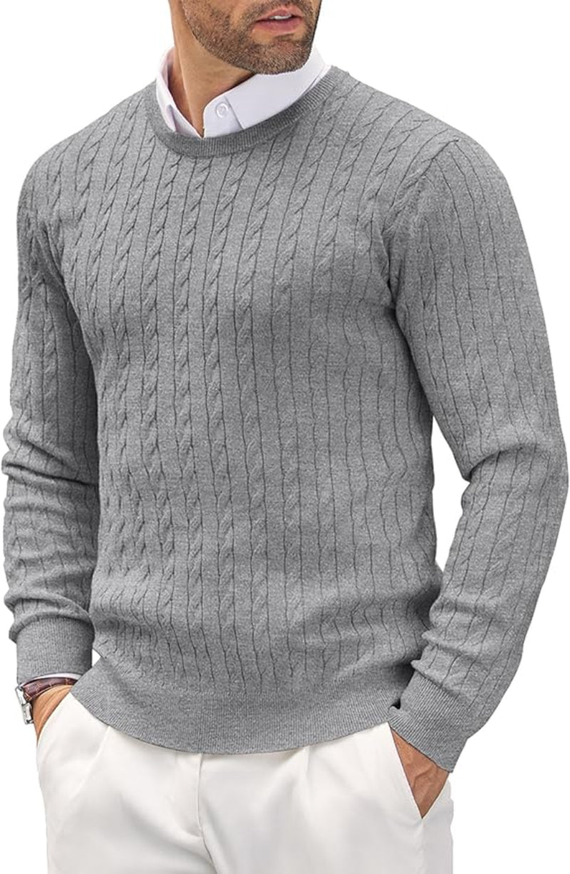 Krzysztof | Sweter męski slim fit z okrągłym dekoltem