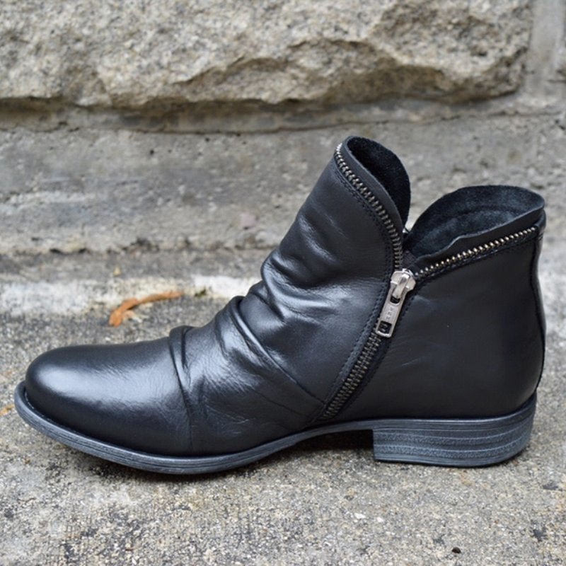 Elżbieta | Damskie buty vintage z zamkiem błyskawicznym