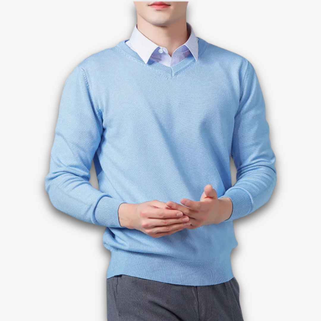 Kamil | Elegancki męski sweter kaszmirowy V-neck