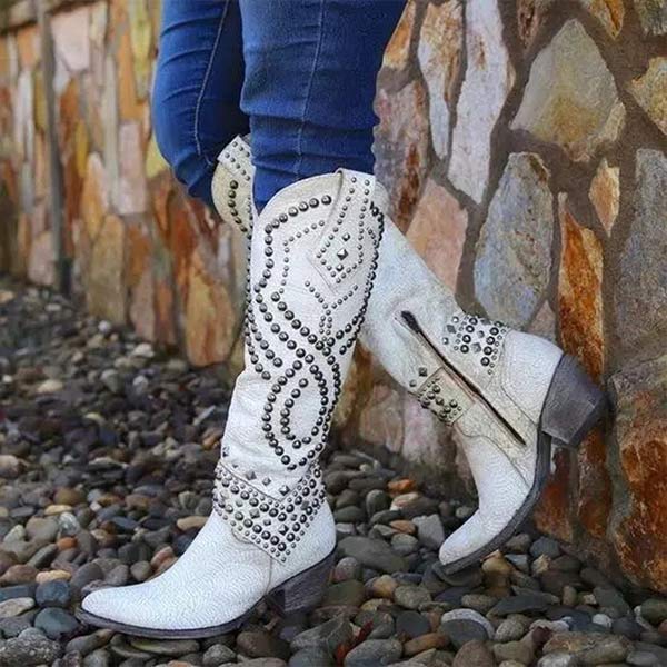 Jadwiga | Damskie buty kowbojki do kolan