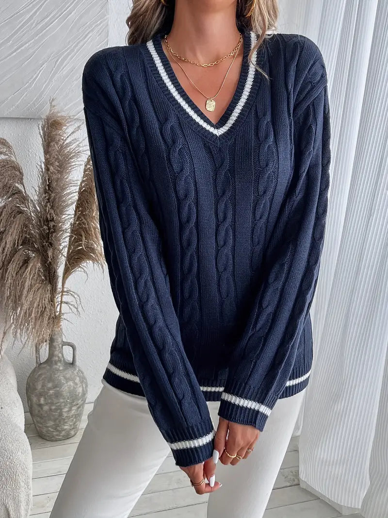 Joanna | Sweter damski z dekoltem w serek