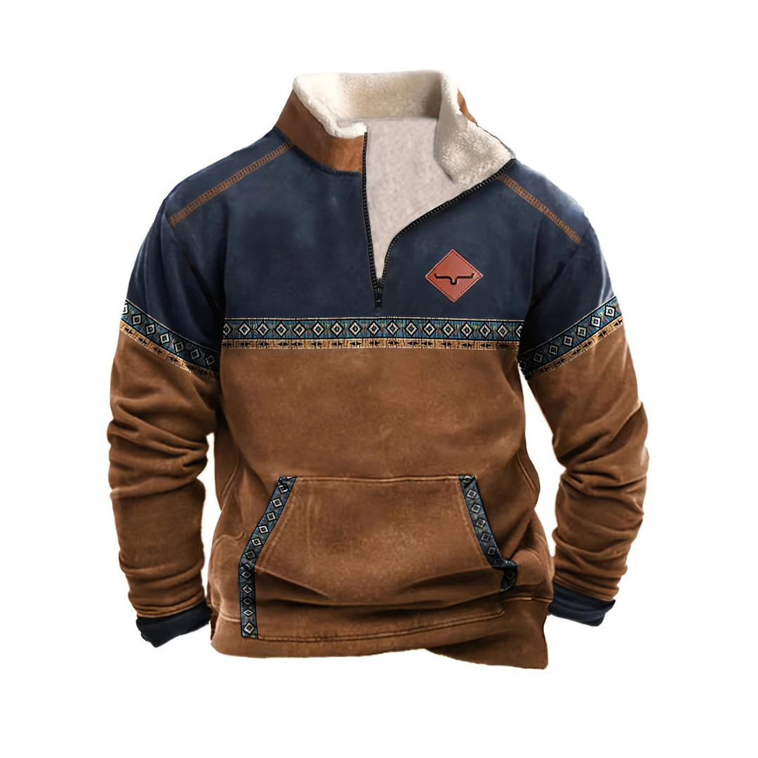 Piotr | Sweter męski fleece z wzorem pullover