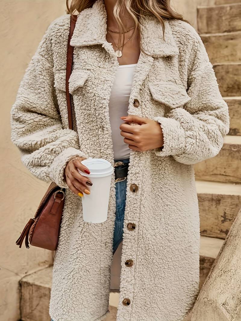 Anna | Damska kurtka teddy w kolorze beżowym