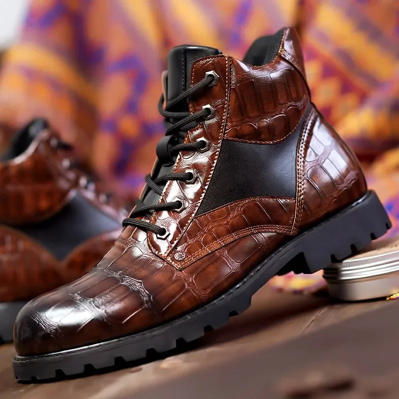Łukasz | Męskie buty eleganckie ze skóry krokodyla