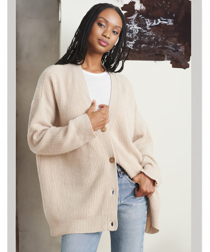 Aleksandra | Kardigan damski oversize z guzikami