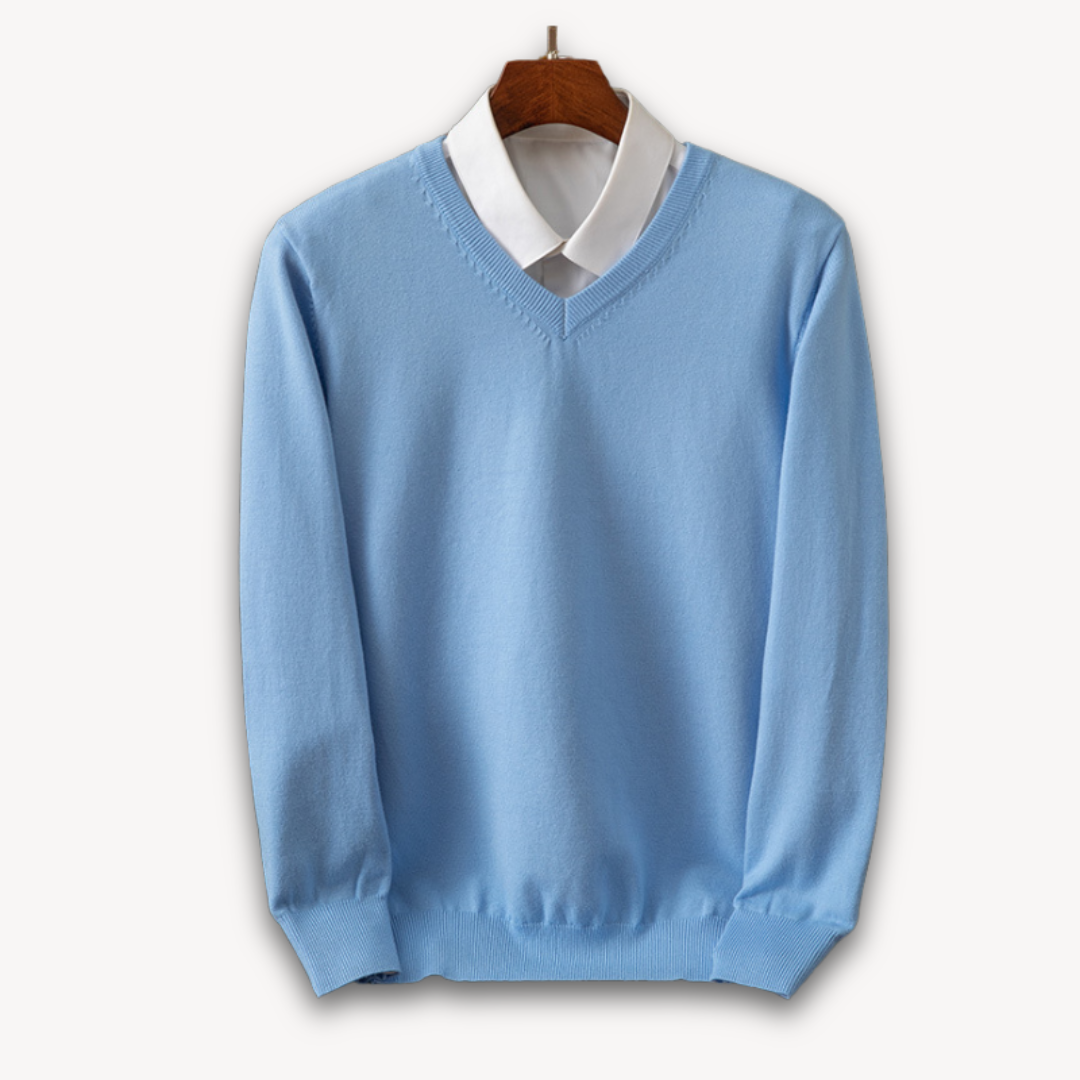 Kamil | Elegancki męski sweter kaszmirowy V-neck