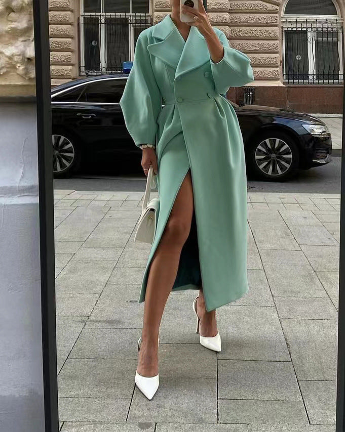 Iwona | Elegancki damski trencz z kołnierzem rewersowym