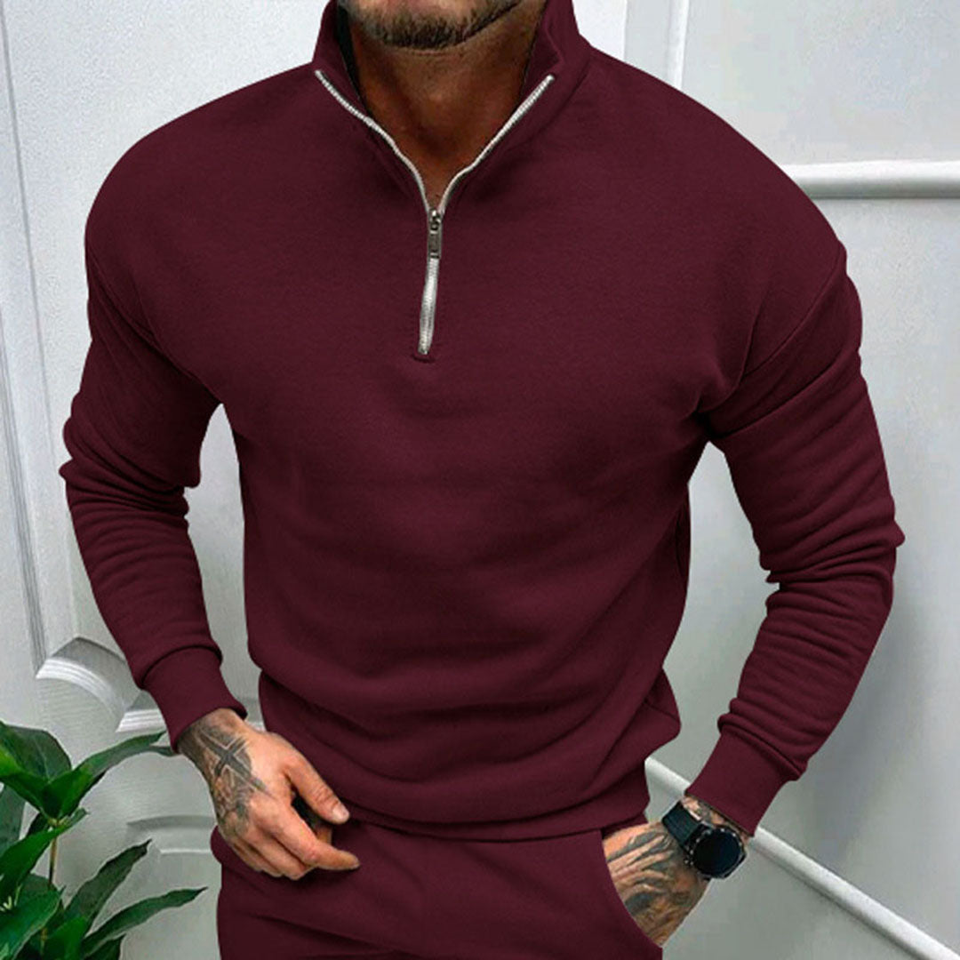 Rafał | Męski sweter z zamkiem do połowy