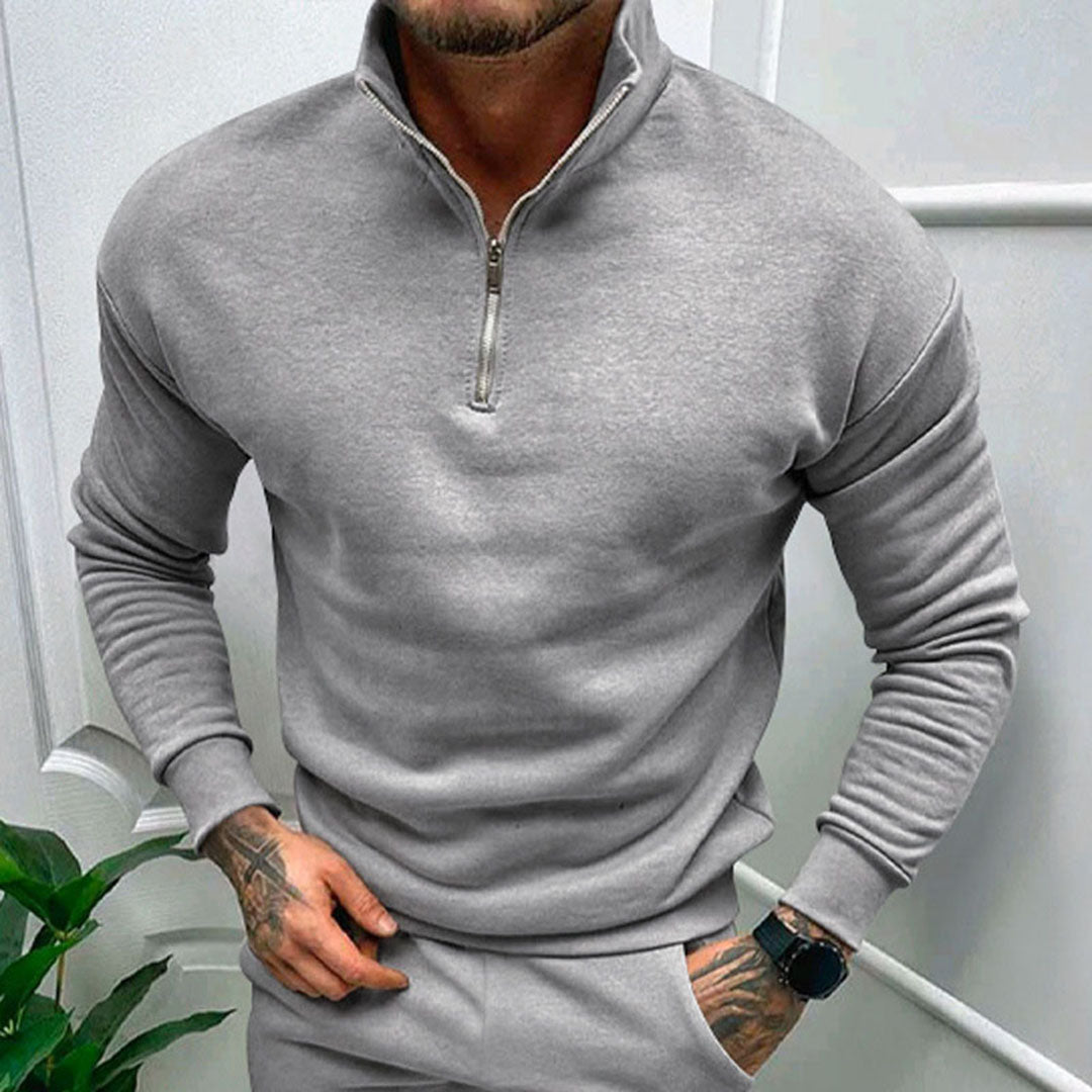 Rafał | Męski sweter z zamkiem do połowy