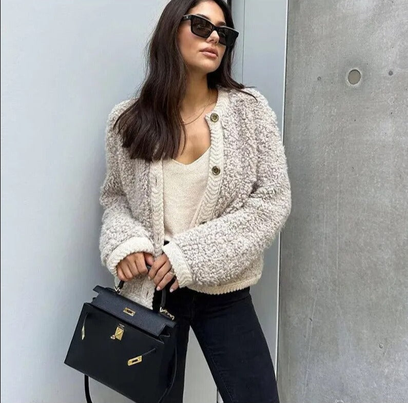 Danuta | Kurtka zimowa damska elegancka teddy casual