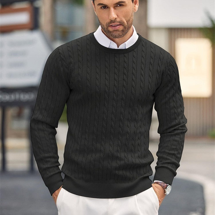 Krzysztof | Sweter męski slim fit z okrągłym dekoltem