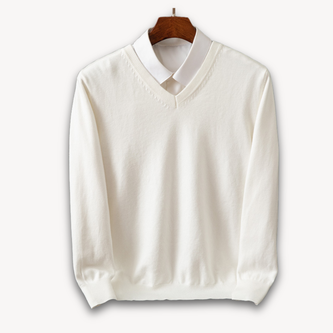 Kamil | Elegancki męski sweter kaszmirowy V-neck