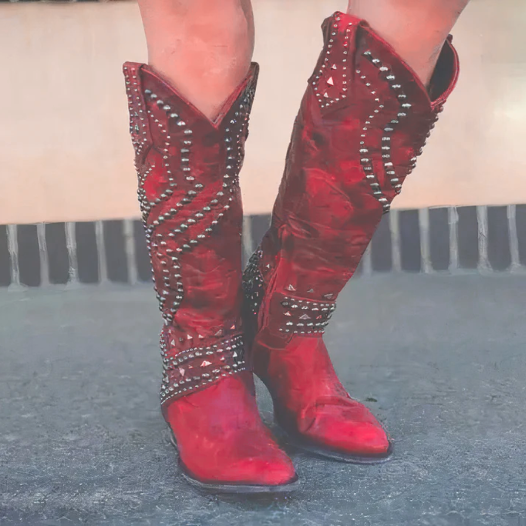 Jadwiga | Damskie buty kowbojki do kolan