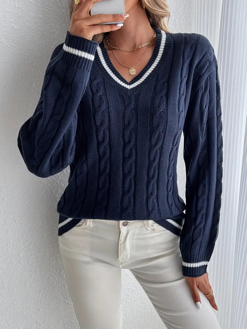 Joanna | Sweter damski z dekoltem w serek