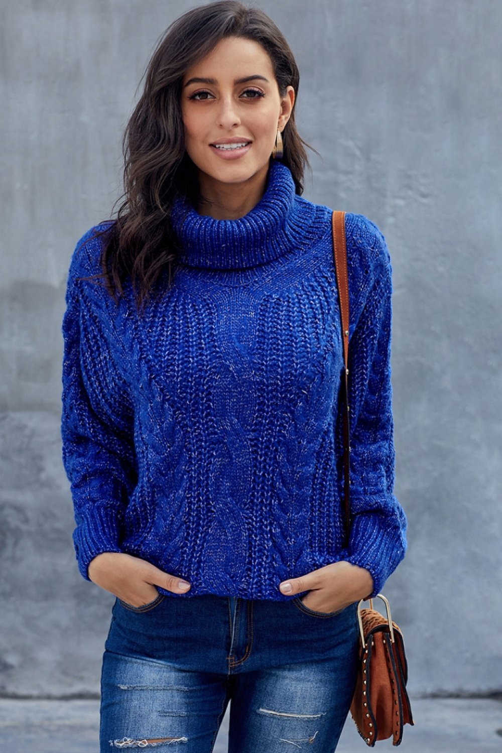 Barbara | Sweter damski z grubym splotem i golfem