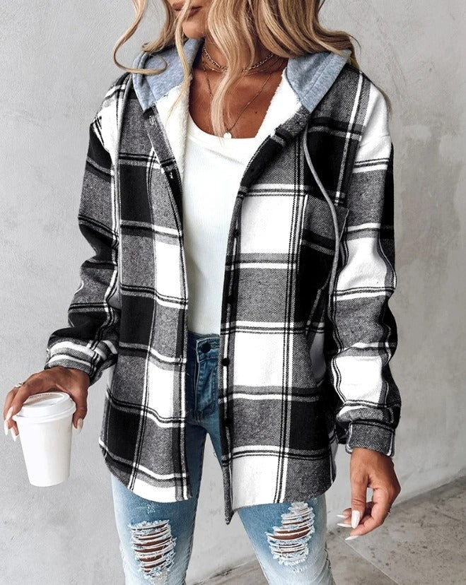 Damska Kurtka W Kropki z Kapturem | Casual