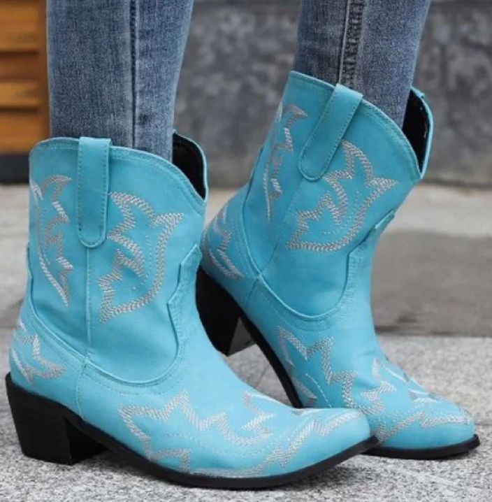 Weronika | Damskie buty kowbojskie z haftem