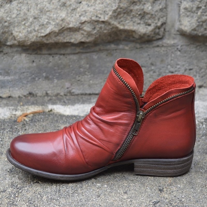 Elżbieta | Damskie buty vintage z zamkiem błyskawicznym